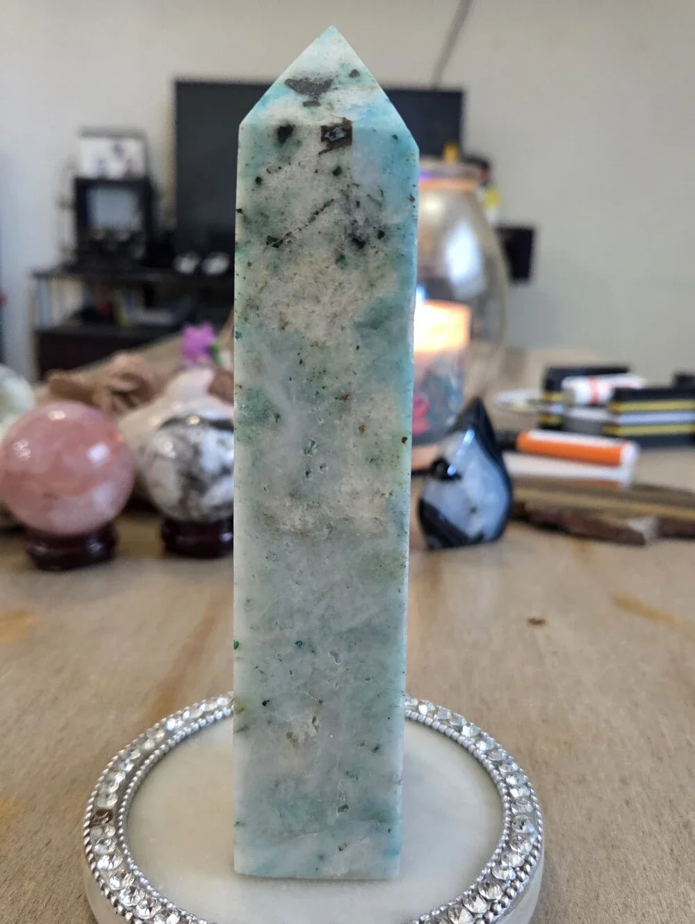 Natural Chrysocolla Blue Green Crystal Point Obelisk Tower #7 New